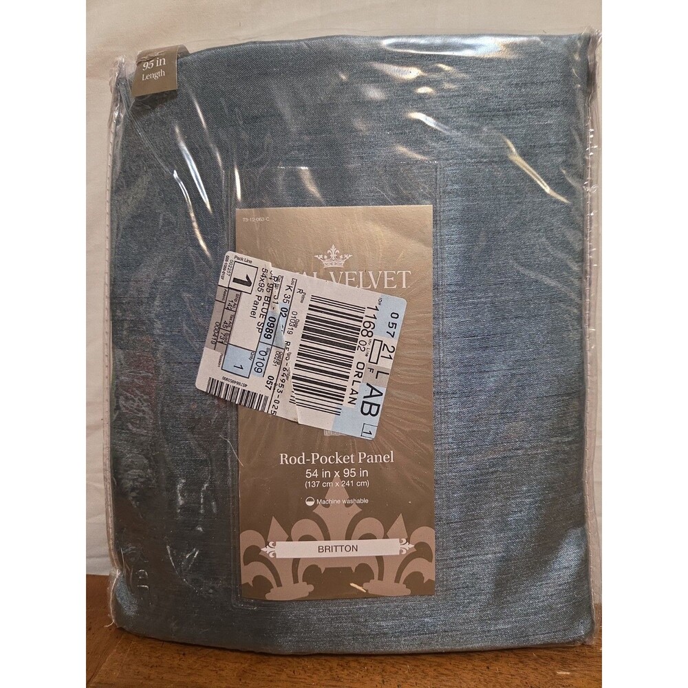 Royal Velvet Britton Teal Blue 54 In X 95 In Rod-Pocket Panel Polyester New